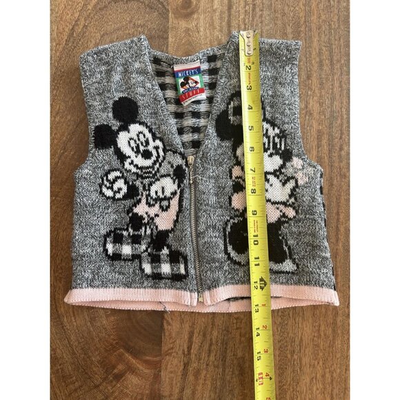 Vintage Disney Mickey's Stuff Vest Youth Small Gray Knit Mickey Minnie Made USA - Picture 5 of 8